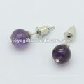 6MM Amethyst bolas studded brinco